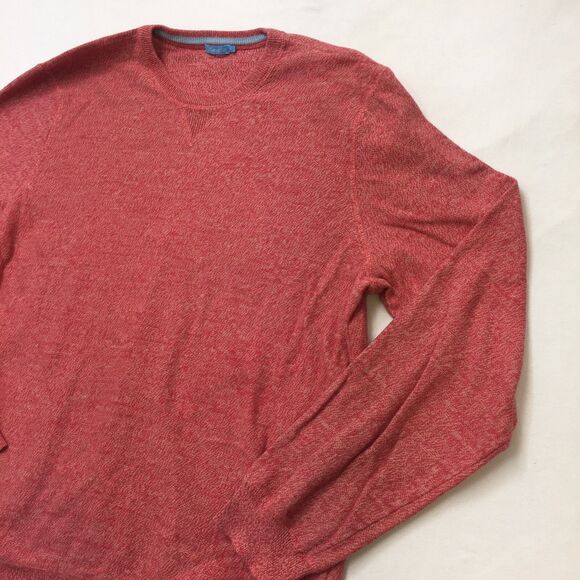 J McLAUGHLIN Sweater Men's L Candy Cane Red Crew Neck Pullover Speckled Cotton - Picture 2 of 16